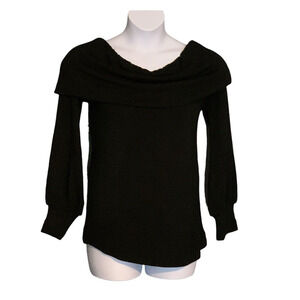 Doe & Rae Women's Medium Black Off The Shoulder Sweater Long Sleeve Stretch NWT